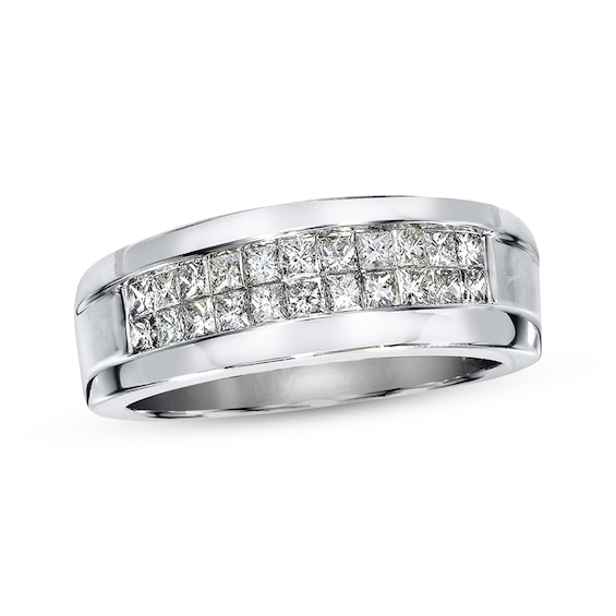 Previously Owned Men's Diamond Wedding Band 1 ct tw Square-Cut 14K White Gold