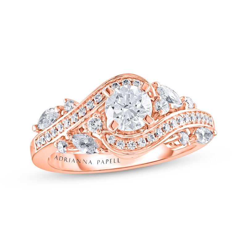 Previously Owned Adrianna Papell Diamond Engagement Ring 1 ct tw Round & Marquise-cut 14K Rose Gold
