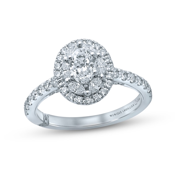 Previously Owned Monique Lhuillier Bliss Diamond Engagement Ring 1-1/4 ct tw Oval, Marquise & Round-cut 18K White Gold