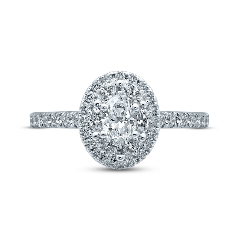 Previously Owned Monique Lhuillier Bliss Diamond Engagement Ring 1-1/4 ct tw Oval, Marquise & Round-cut 18K White Gold