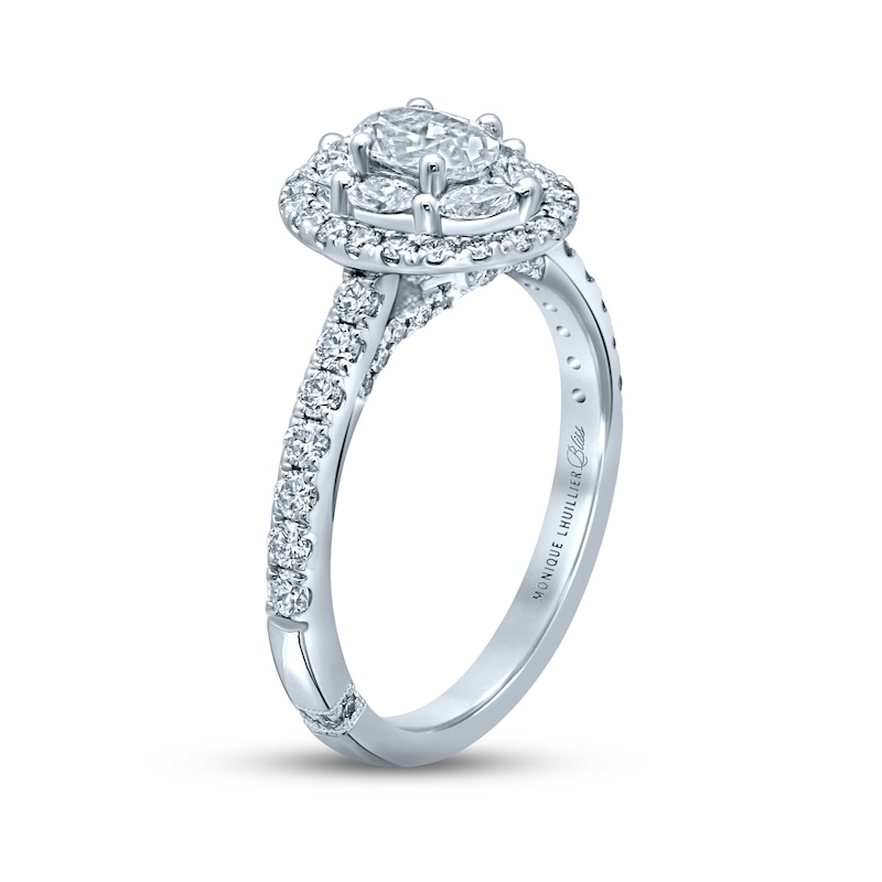 Previously Owned Monique Lhuillier Bliss Diamond Engagement Ring 1-1/4 ct tw Oval, Marquise & Round-cut 18K White Gold