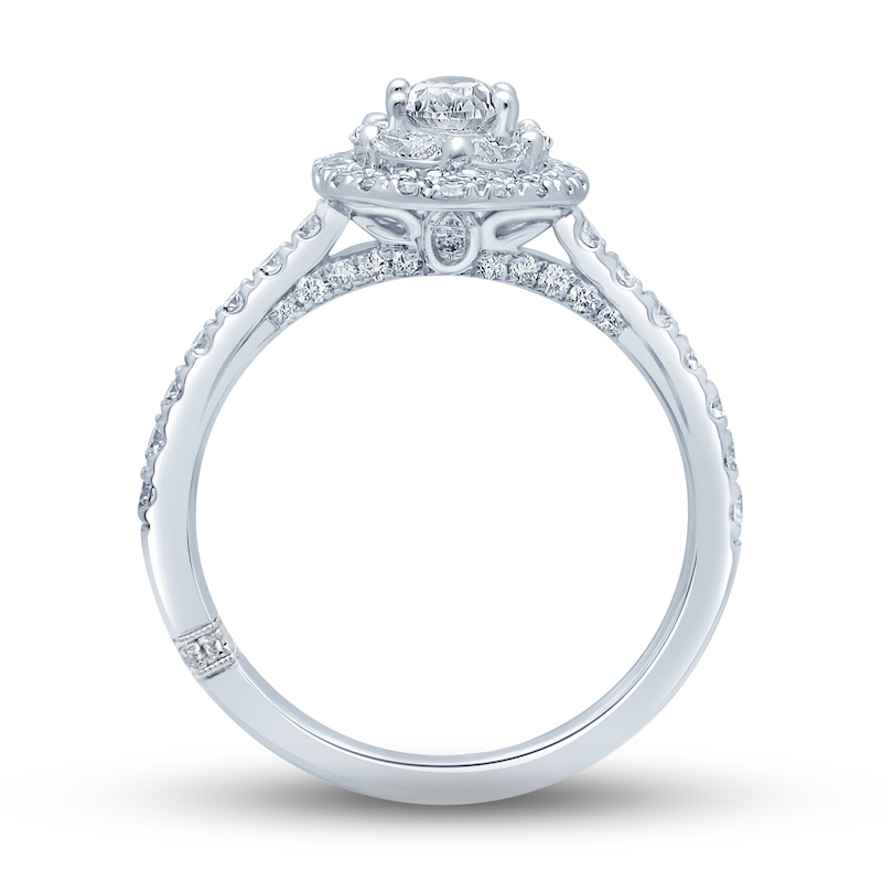 Previously Owned Monique Lhuillier Bliss Diamond Engagement Ring 1-1/4 ct tw Oval, Marquise & Round-cut 18K White Gold