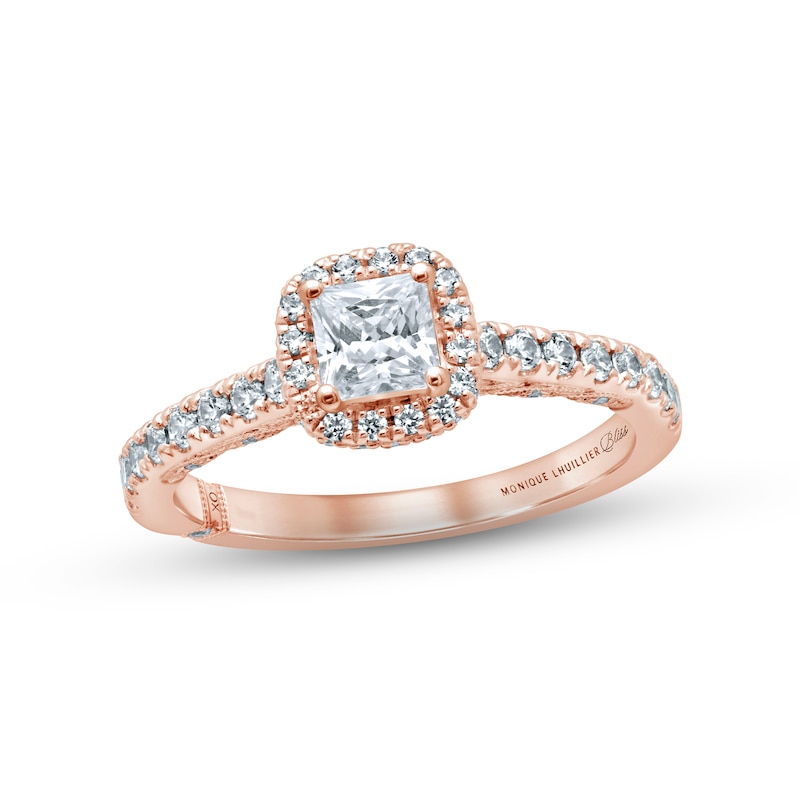 Main Image 1 of Previously Owned Monique Lhuillier Bliss Diamond Engagement Ring 7/8 ct tw Princess & Round-cut 18K Rose Gold