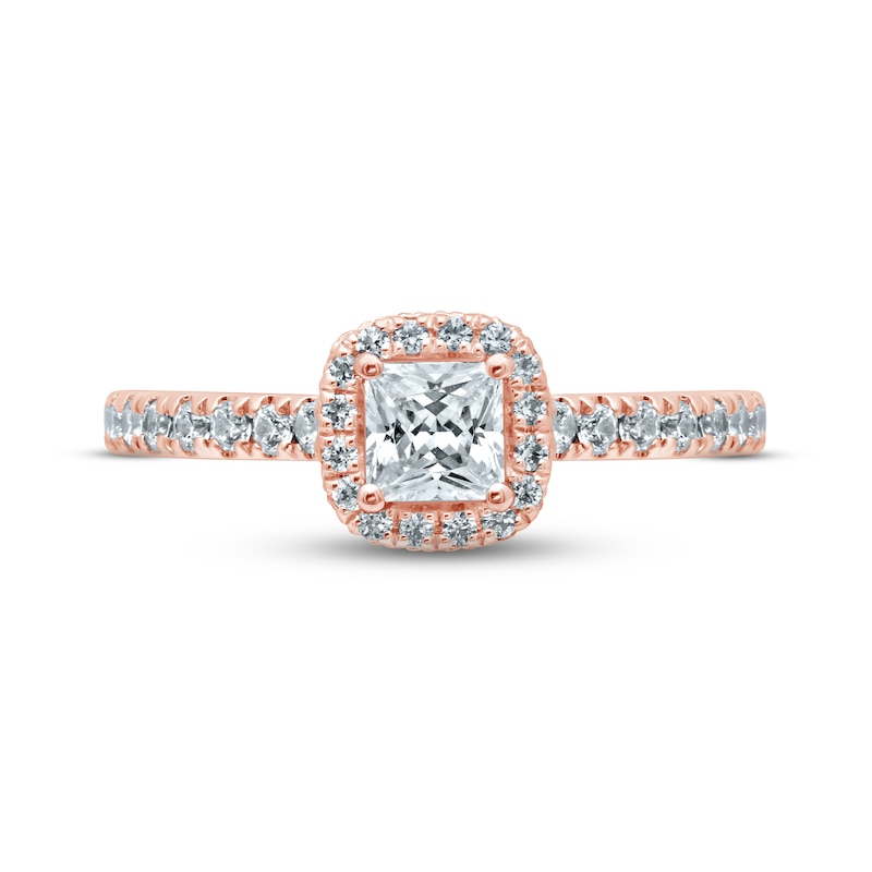 Main Image 2 of Previously Owned Monique Lhuillier Bliss Diamond Engagement Ring 7/8 ct tw Princess & Round-cut 18K Rose Gold