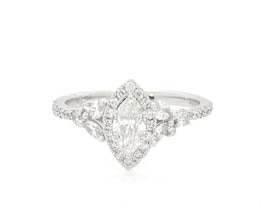 Previously Owned Monique Lhuillier Bliss Marquise & Round-Cut Diamond Engagement Ring 1-1/8 ct tw 18K White Gold