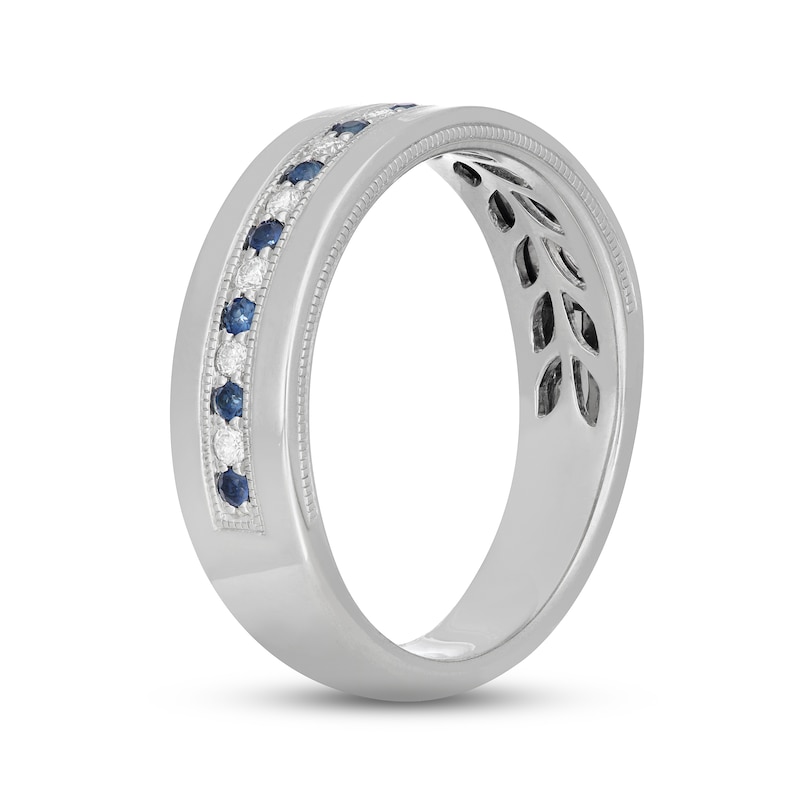 Previously Owned Neil Lane Men's Diamond & Blue Sapphire Wedding Band 1/6 ct tw 14K White Gold