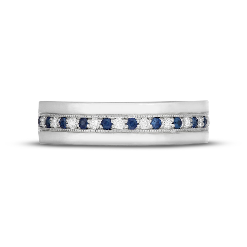 Previously Owned Neil Lane Men's Diamond & Blue Sapphire Wedding Band 1/6 ct tw 14K White Gold