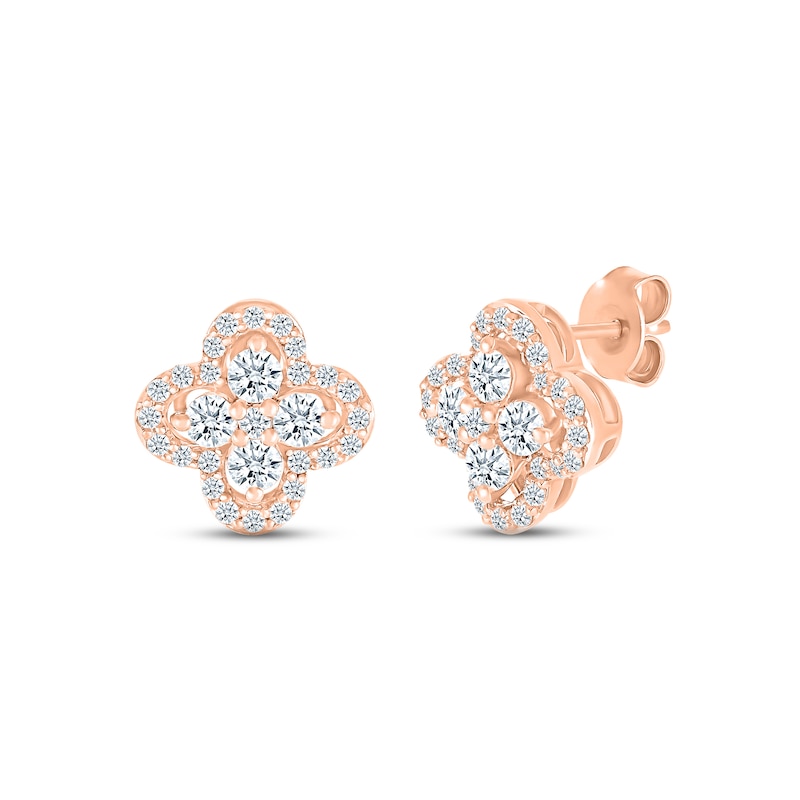 Main Image 1 of Previously Owned Diamond Flower Stud Earrings 5/8 ct tw 10K Rose Gold