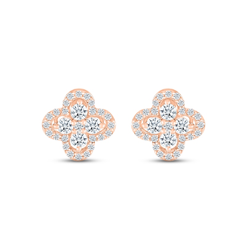 Main Image 2 of Previously Owned Diamond Flower Stud Earrings 5/8 ct tw 10K Rose Gold