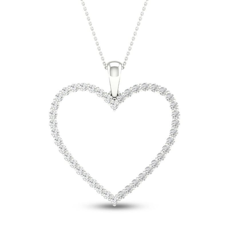 Main Image 1 of Previously Owned Diamond Heart Necklace 1/2 ct tw Round-cut 10K White Gold 18&quot;