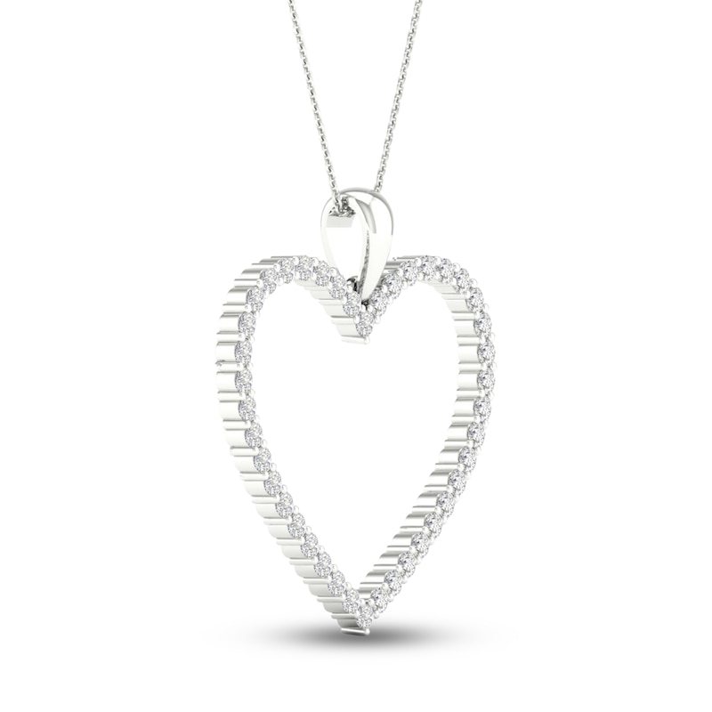 Main Image 3 of Previously Owned Diamond Heart Necklace 1/2 ct tw Round-cut 10K White Gold 18&quot;