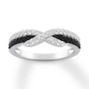 Thumbnail Image 1 of Previously Owned Black & White Diamond Anniversary Band 3/8 ct tw 14K White Gold