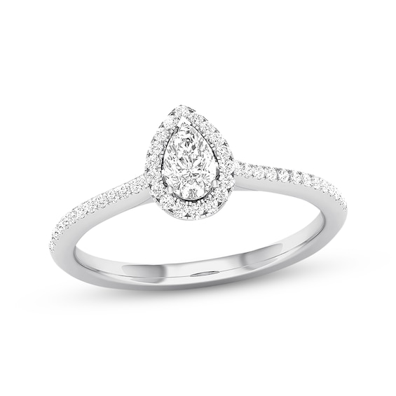 Previously Owned Diamond Engagement Ring 1/3 ct tw Pear & Round-cut 10K White Gold