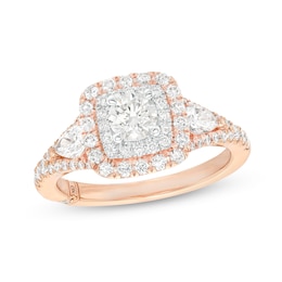 Previously Owned Monique Lhuillier Bliss Diamond Engagement Ring 1-1/6 ct tw Round & Pear-Shaped 18K Two-Tone Gold