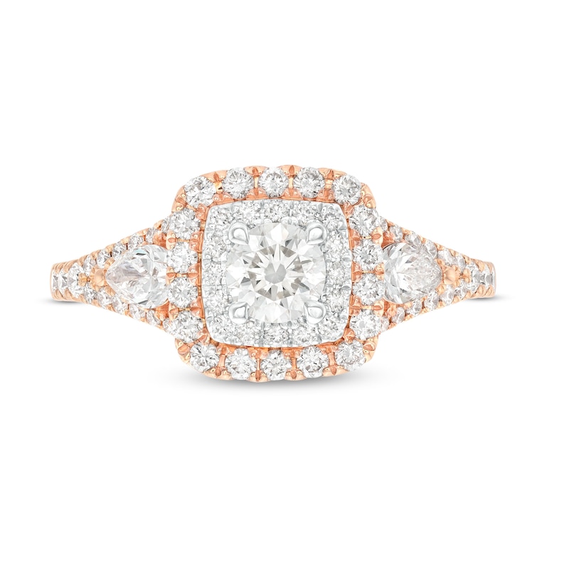 Previously Owned Monique Lhuillier Bliss Diamond Engagement Ring 1-1/6 ct tw Round & Pear-Shaped 18K Two-Tone Gold