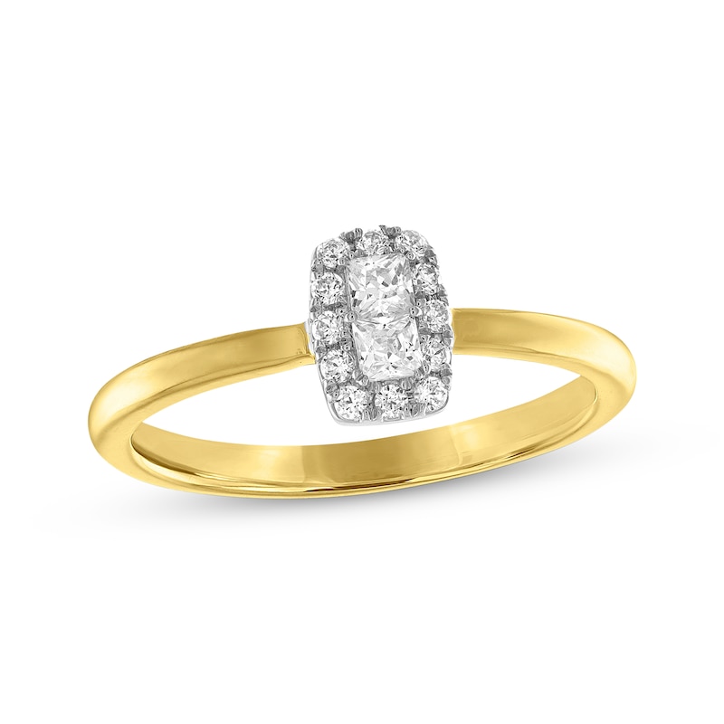 Main Image 1 of Previously Owned Forever Connected Diamond Ring 1/5 ct tw Princess & Round-cut 10K Yellow Gold