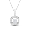 Thumbnail Image 1 of Previously Owned Diamond Halo Necklace 1/4 ct tw Princess & Round 10K White Gold 19&quot;