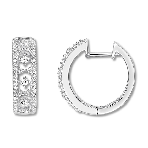 Previously Owned Diamond Hoop Earrings 1/2 ct tw Round-cut Sterling Silver