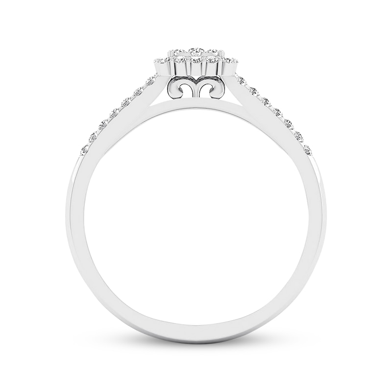 Main Image 4 of Previously Owned Diamond Engagement Ring 1/4 ct tw Round-cut 10K White Gold Size 8