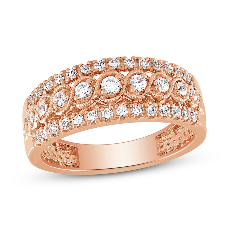 Main Image 1 of Previously Owned Diamond Anniversary Ring 1/2 ct tw Round-cut 10K Rose Gold