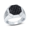 Thumbnail Image 1 of Previously Owned Men's Black Diamond Hexagonal Ring 3/4 ct tw Sterling Silver