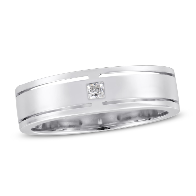 Main Image 1 of Previously Owned Men's Diamond Ring 1/15 ct tw Square-cut 10K White Gold Size 10