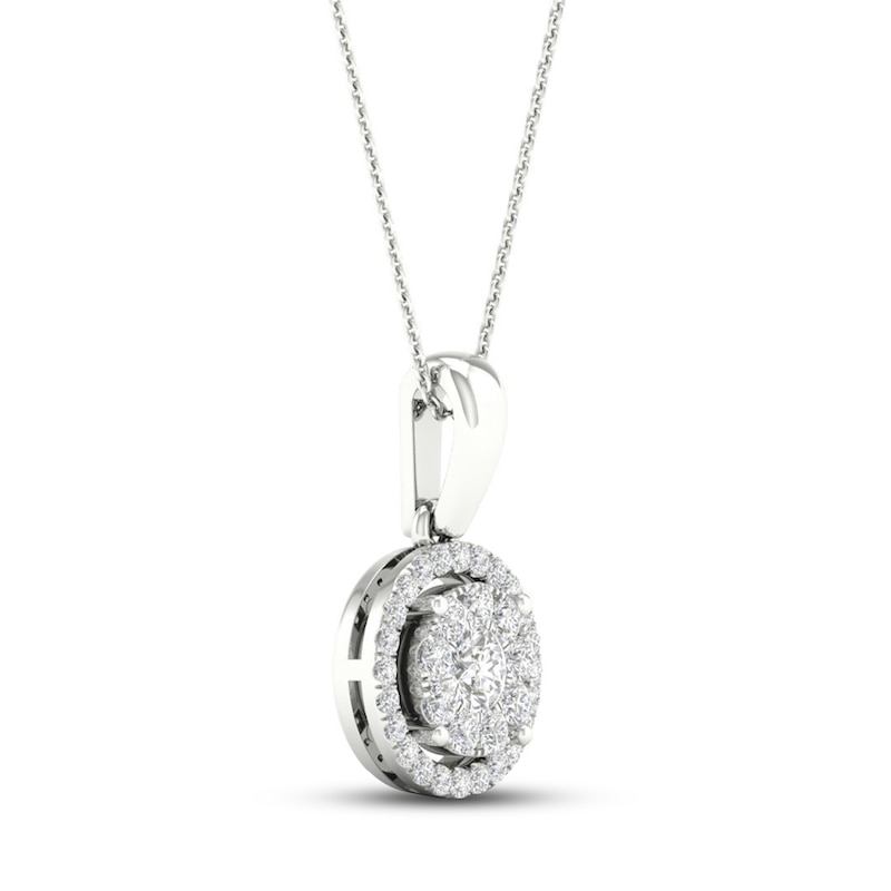 Main Image 2 of Previously Owned Multi-Diamond Necklace 1/4 ct tw Round-Cut 10K White Gold 18&quot;