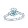 Thumbnail Image 1 of Previously Owned Oval Aquamarine Engagement Ring 1/3 ct tw Round-cut Diamonds 14K White Gold