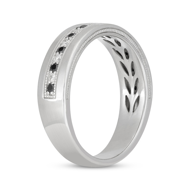 Main Image 2 of Neil Lane Men’s Round-cut Black & White Diamond Wedding Band 1/3 ct tw 14K White Gold