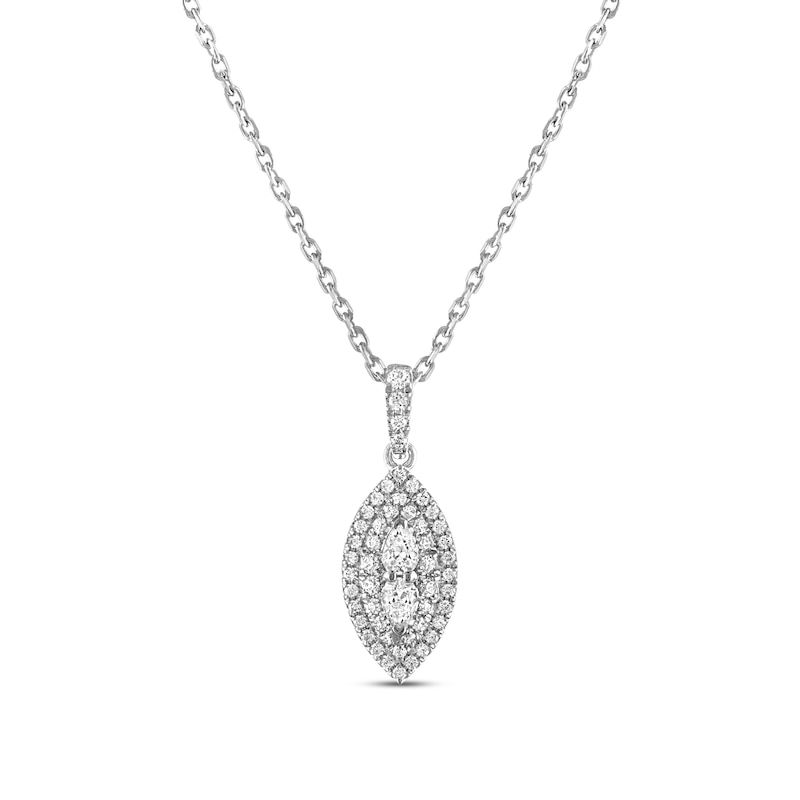 Main Image 1 of Previously Owned Forever Connected Diamond Necklace 1/2 ct tw Pear & Round-cut 10K White Gold 18&quot;