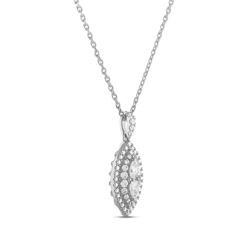 Main Image 2 of Previously Owned Forever Connected Diamond Necklace 1/2 ct tw Pear & Round-cut 10K White Gold 18&quot;