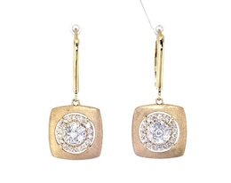 Previously Owned Diamond Square Dangle Earrings 1/2 ct tw Round-cut 10K Yellow Gold