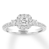 Thumbnail Image 0 of Previously Owned THE LEO Diamond Engagement Ring 3/4 ct tw Princess & Round-cut 14K White Gold