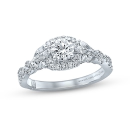 Previously Owned Monique Lhuillier Bliss Diamond Engagement Ring 1-1/8 ct tw Round & Marquise-cut 18K White Gold