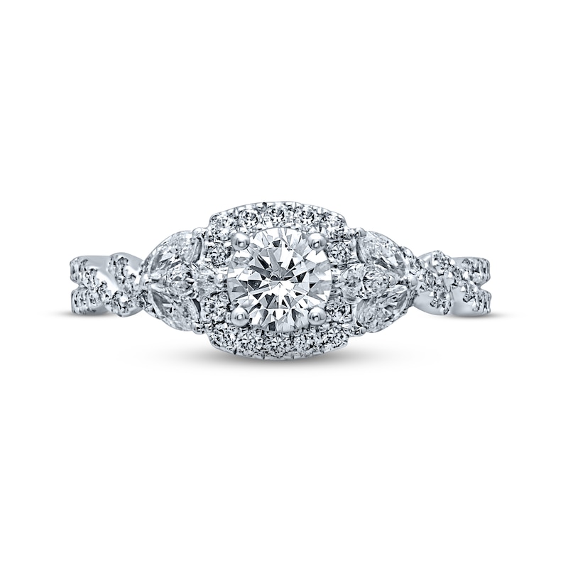 Previously Owned Monique Lhuillier Bliss Diamond Engagement Ring 1-1/8 ct tw Round & Marquise-cut 18K White Gold