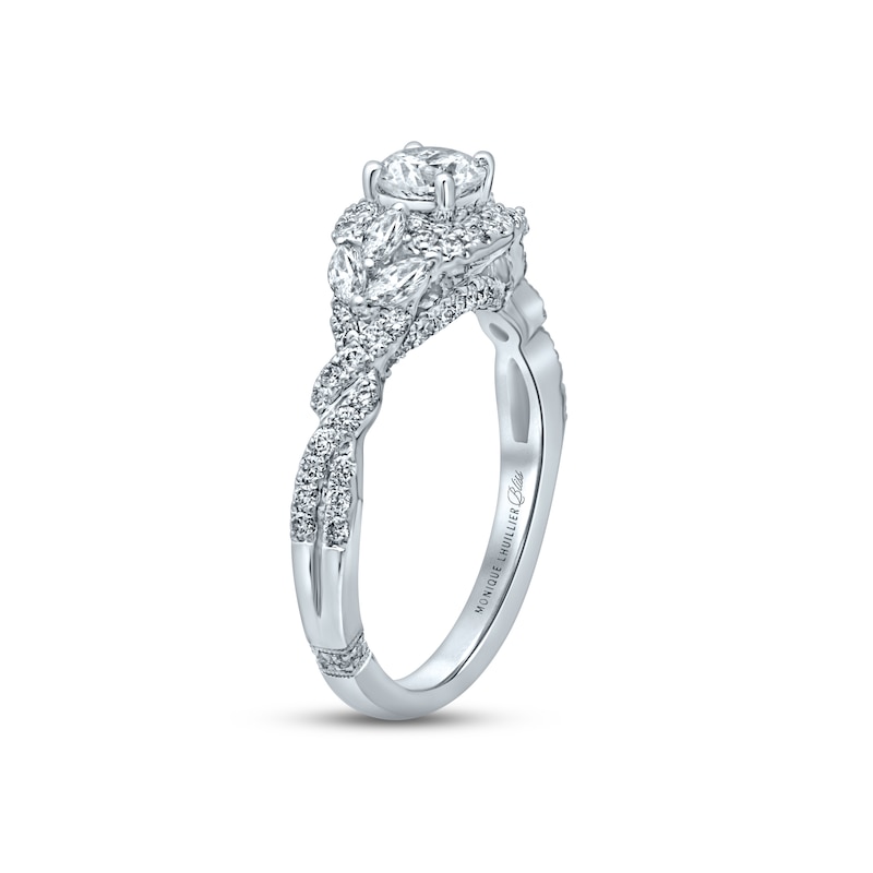 Previously Owned Monique Lhuillier Bliss Diamond Engagement Ring 1-1/8 ct tw Round & Marquise-cut 18K White Gold