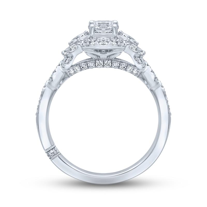 Previously Owned Monique Lhuillier Bliss Diamond Engagement Ring 1-1/8 ct tw Round & Marquise-cut 18K White Gold