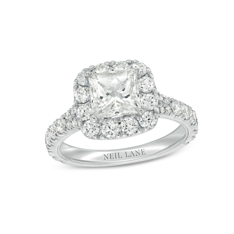 Main Image 1 of Previously Owned Neil Lane Diamond Engagement Ring 2-5/8 ct tw Princess/Round 14K White Gold