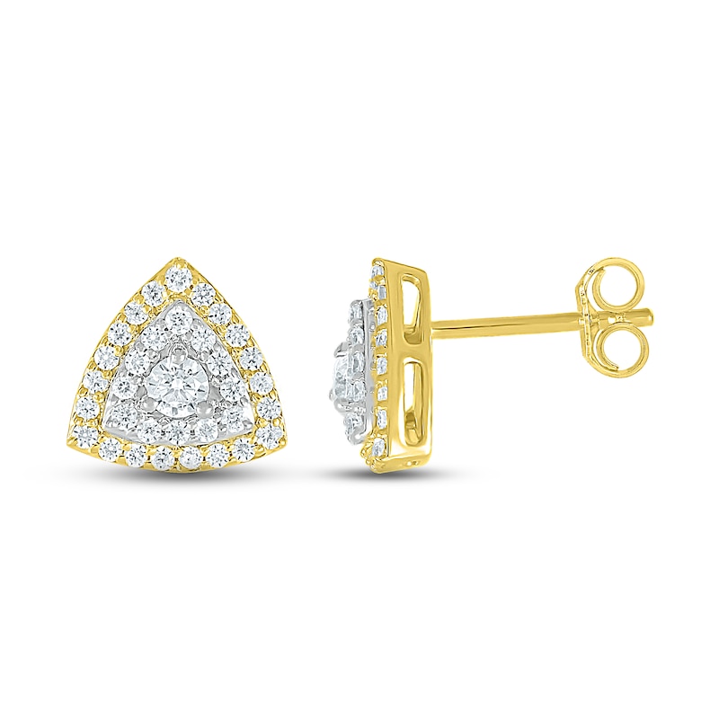 Main Image 3 of Previously Owned Diamond Stud Earrings 1/2 ct tw Round-cut 10K Yellow Gold