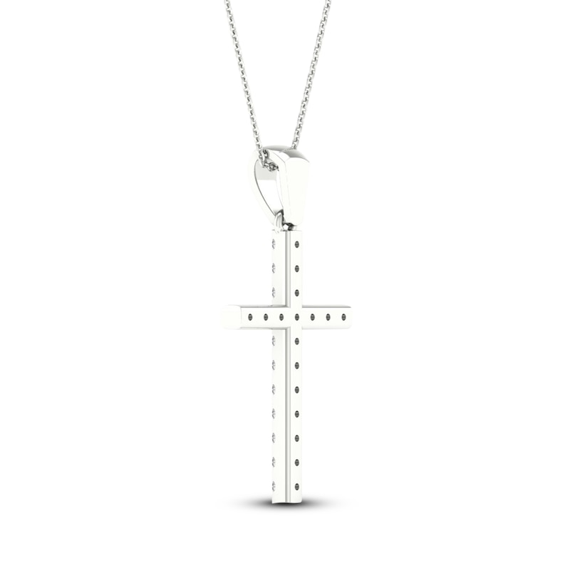 Main Image 4 of Previously Owned Diamond Cross Necklace 1/4 ct tw Round-Cut 10K White Gold 18&quot;