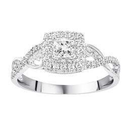 Previously Owned Diamond Engagement Ring 3/8 ct tw Princess/Round 10K White Gold