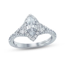 Previously Owned Monique Lhuillier Bliss Diamond Engagement Ring 1-1/2 ct tw Marquise, Pie & Round-Cut 18K White Gold