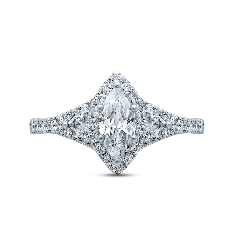 Main Image 3 of Previously Owned Monique Lhuillier Bliss Diamond Engagement Ring 1-1/2 ct tw Marquise, Pie & Round-Cut 18K White Gold