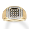 Thumbnail Image 1 of Previously Owned Men's Brown & White Diamond Ring 1/2 ct tw 10K Yellow Gold