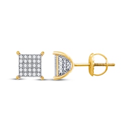 Previously Owned Men's Diamond Stud Earrings 1/4 ct tw Round-cut 10K Yellow Gold