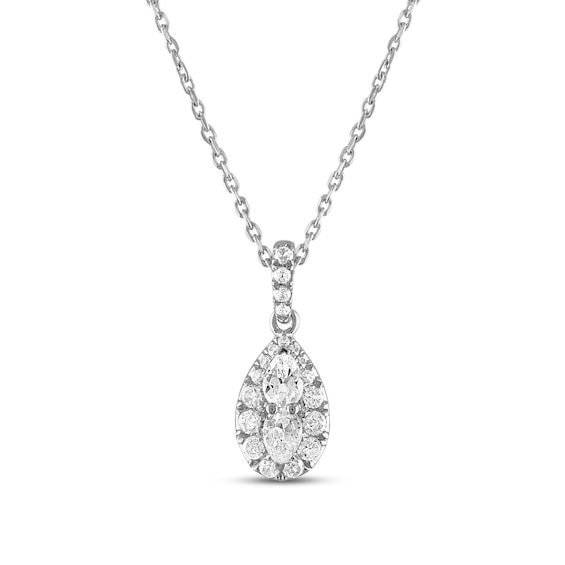Previously Owned Forever Connected Diamond Necklace 1/4 ct tw Pear & Round-cut 10K White Gold 18"