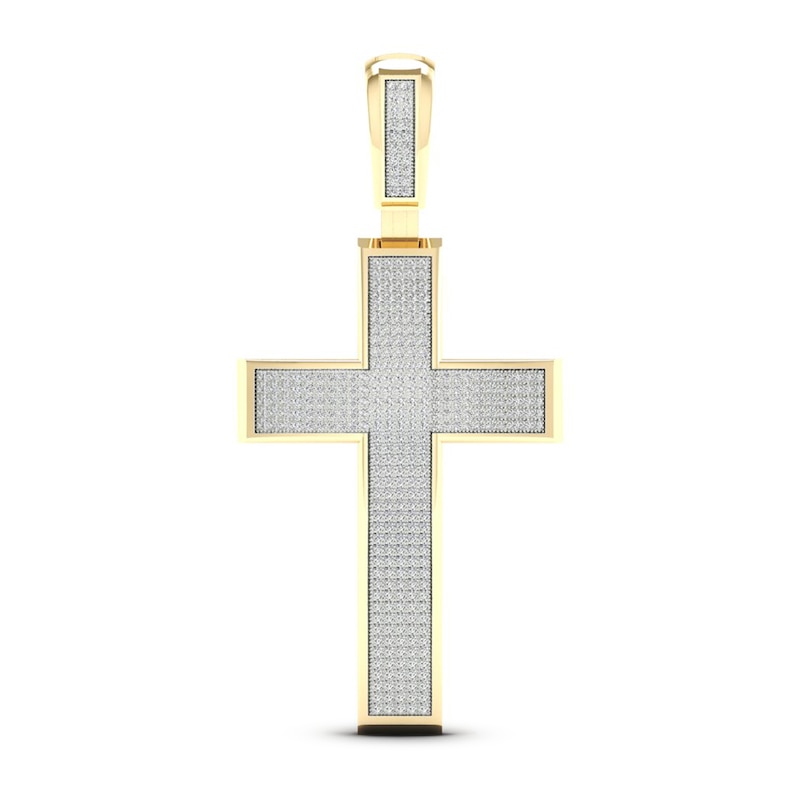 Previously Owned Men's Diamond Cross Charm 1 ct tw Round-cut 10K Yellow Gold