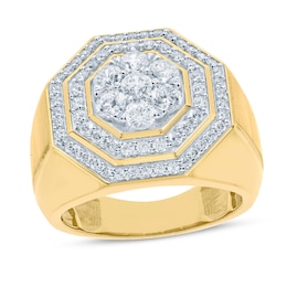 Previously Owned Men's Diamond Hexagon Ring 2 ct tw Round-cut 10K Yellow Gold