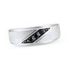 Thumbnail Image 1 of Previously Owned Men's Black Diamond Wedding Band 1/5 ct tw Round-cut 10K White Gold