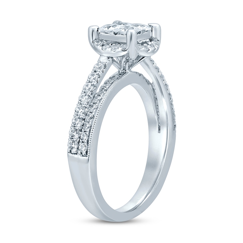 Main Image 2 of Previously Owned Diamond Engagement Ring 1 ct tw Princess & Round 14K White Gold